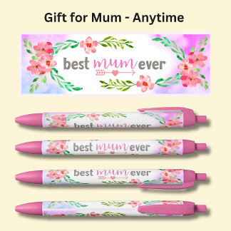 Stylo Noir Meilleures Fleurs Roses Jamais Filles De Maman