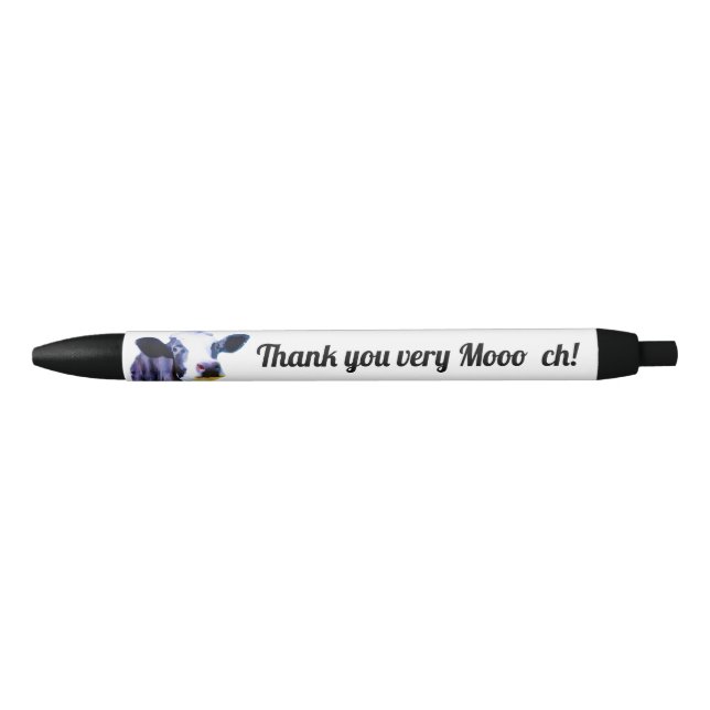 Stylo Noir Merci très Mooch Funny Cow Citation personnalisée (Devant)
