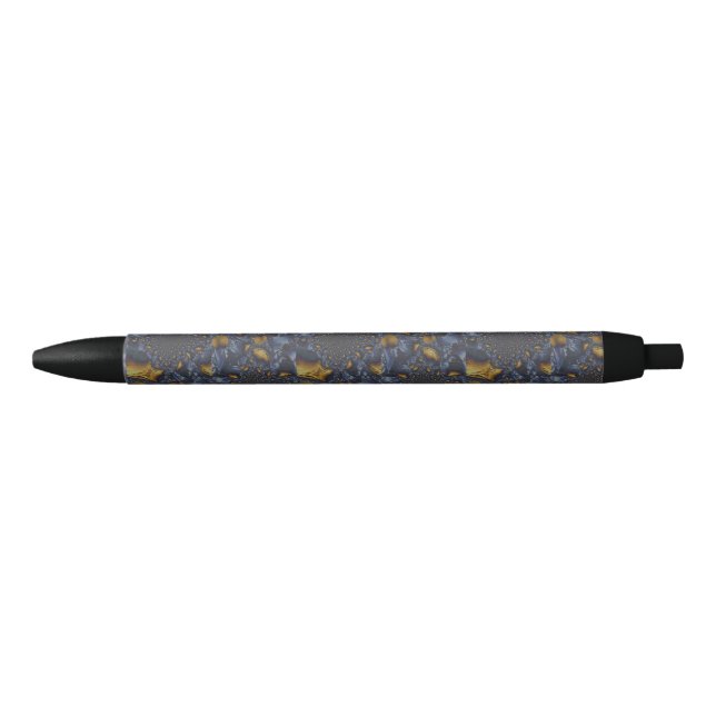 Stylo Noir Métal Moulé or et argent bleu (Devant)
