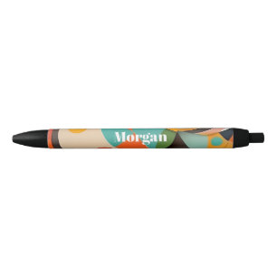 Stylo Noir Mid Century Art moderne Monogramme ou nom, géométr
