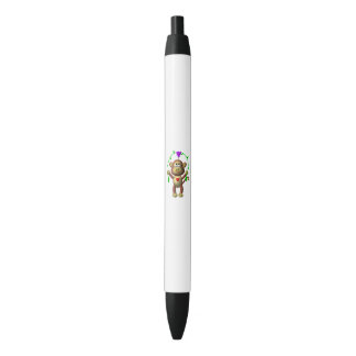 Stylo Noir Mignon singe en 3D avec une corde à sauter en vign