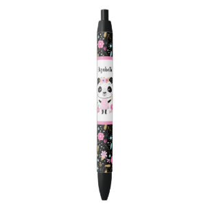 Stylo Noir Mignonne fille Panda rose