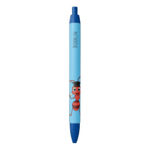 Stylo Noir Mignonne fourmi rouge dessin animé heureux