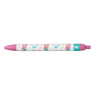Stylo Noir Mignonne Mermaid Beach Girl Monogram Enfants