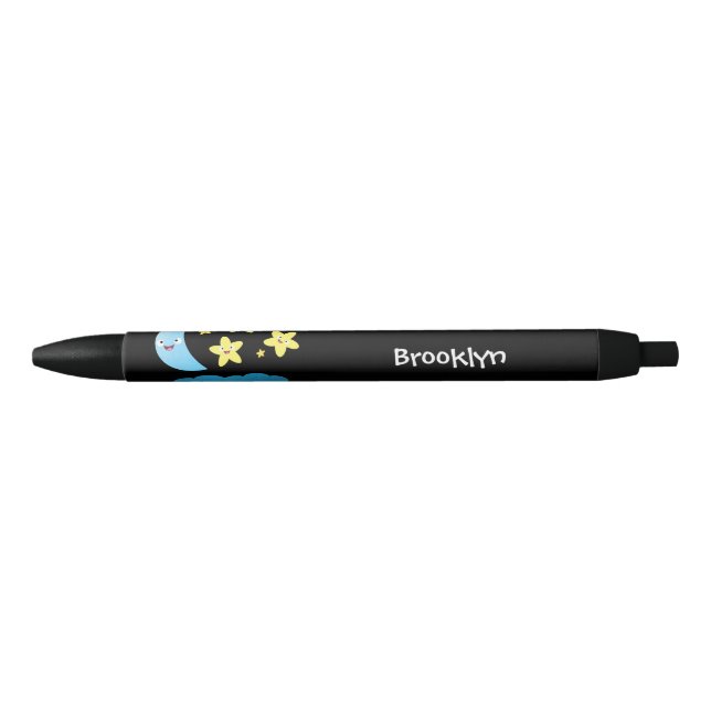 Stylo Noir Mignons étoiles chantant, lune et bande dessinée d (Devant)