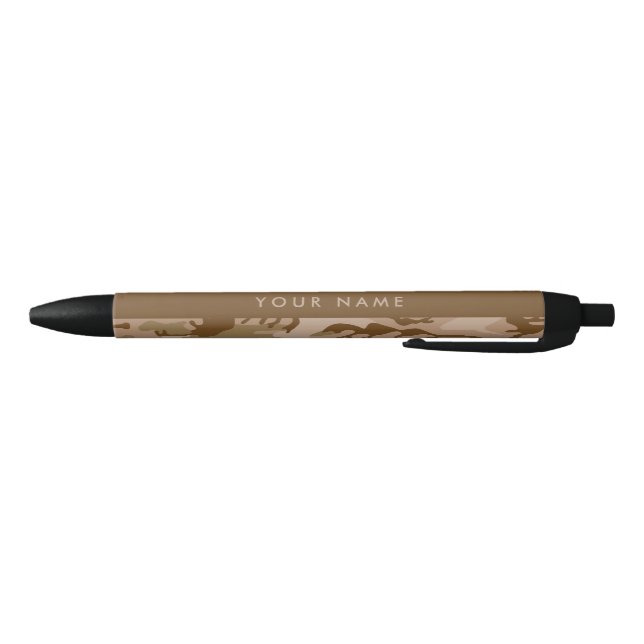 Stylo Noir Modèle de camouflage du désert, Votre nom, Personn (Bas)