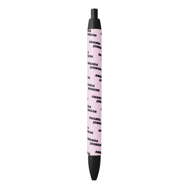 Stylo Noir Modèle de nom de script de monogramme rose noir te (devant Vertical)