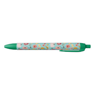 Stylo Noir Modèle floral papillon