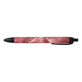 Stylo Noir Modèle Floral rouge