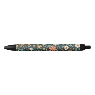 Stylo Noir Modèle floral simple