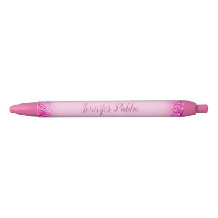 Stylo Noir Modèle personnalisé de scintillement rose girly de