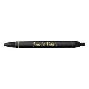 Stylo Noir Modèle personnalisé nom manuscrit noir et or