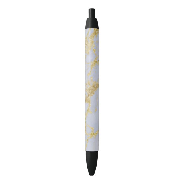 Stylo Noir Modern Trendy Gold Glitter Marble (devant Vertical)