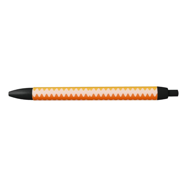 Stylo Noir Modern Yellow, Orange & White Zig Zag Pattern (Devant)