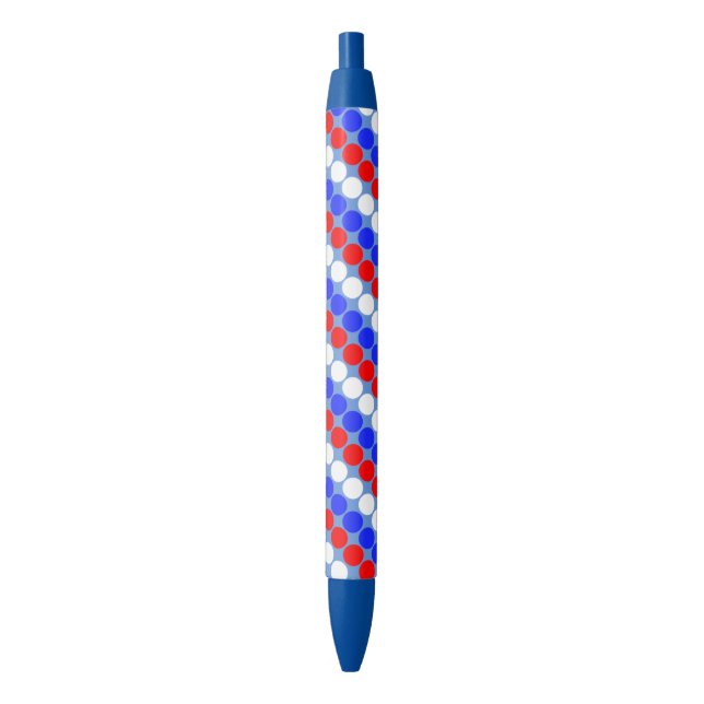 Stylo Noir Moderne bleu rouge blanc points sur fond bleu ciel (devant Vertical)