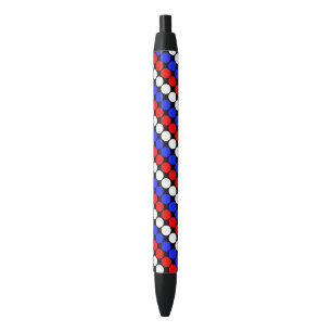 Stylo Noir Moderne bleu rouge blanc pois rayures