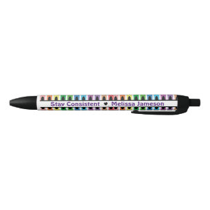 Stylo Noir Moderne Cute Retour à l'école Nom Coloré Crayon