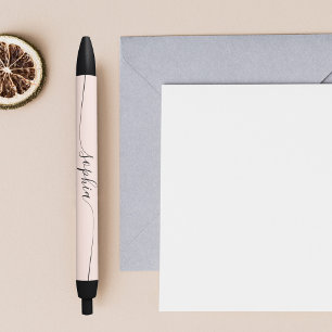 Stylo Noir Moderne Script Calligraphie Pastel Blush Pink