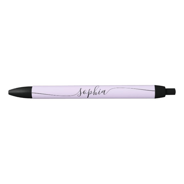 Stylo Noir Moderne Script Calligraphie Pastel Purple (Devant)