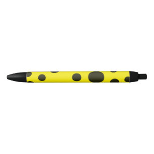 Stylo Noir Moderne Simple Noir pois motif jaune point