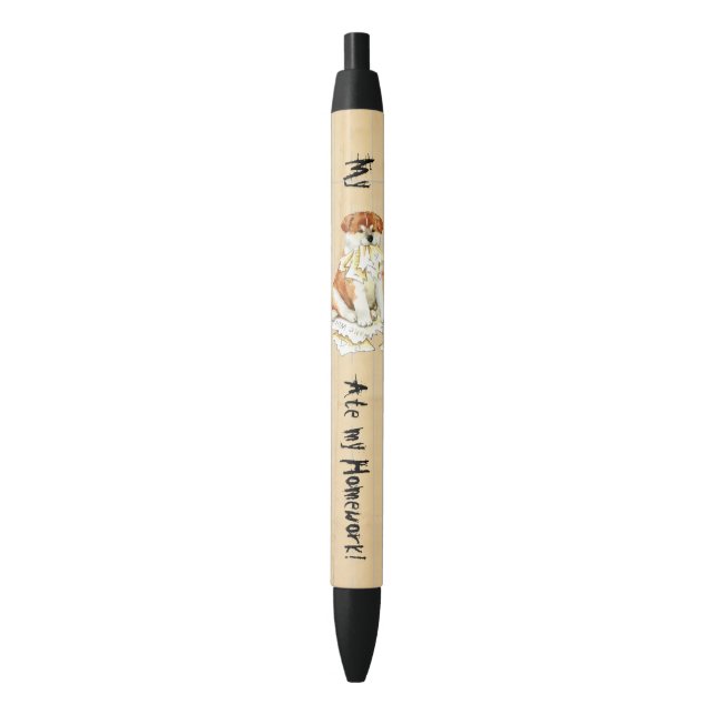 Stylo Noir Mon Akita a mangé mes devoirs (devant Vertical)