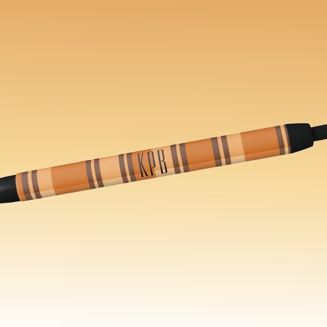 Stylo Noir Monogram | Automne Moderne Plaid Encre (Créateur téléchargé)