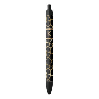 Stylo Noir Monogram Black and Gold Giraffe Pattern