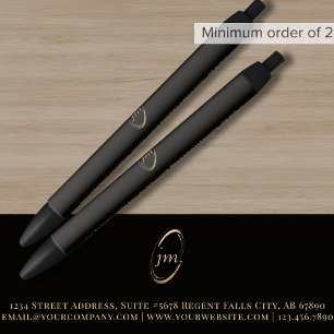 Stylo Noir Monogramme Black Gold Script