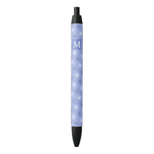 Stylo Noir Monogramme bleu cercles motif