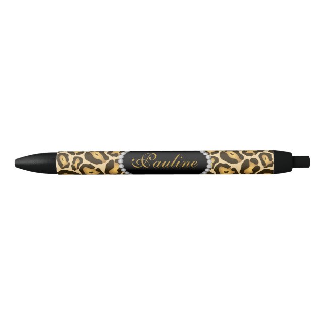 Stylo Noir Monogramme chic de diamant de Faux d'empreinte de (Devant)