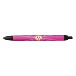 Stylo Noir Monogramme Coup de soleil jaune cercle rose chaud