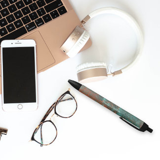 Stylo Noir Monogramme de cuivre de patine rustique