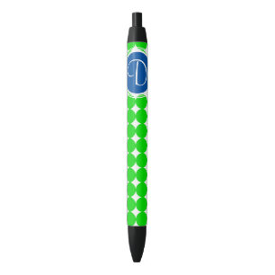 Stylo Noir Monogramme de point Polka bleu et vert