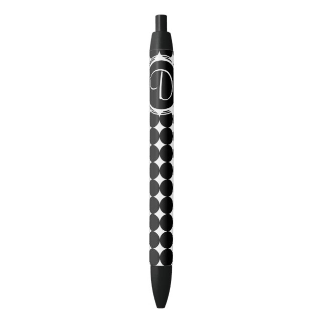 Stylo Noir Monogramme de point Polka Noir (devant Vertical)