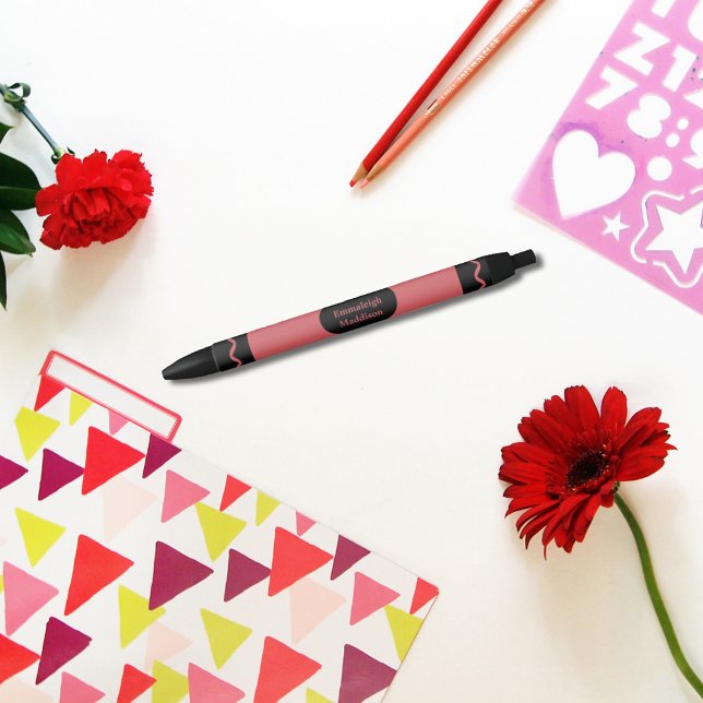 Stylo Noir Monogramme d'enveloppe couleur rouge (Créateur téléchargé)