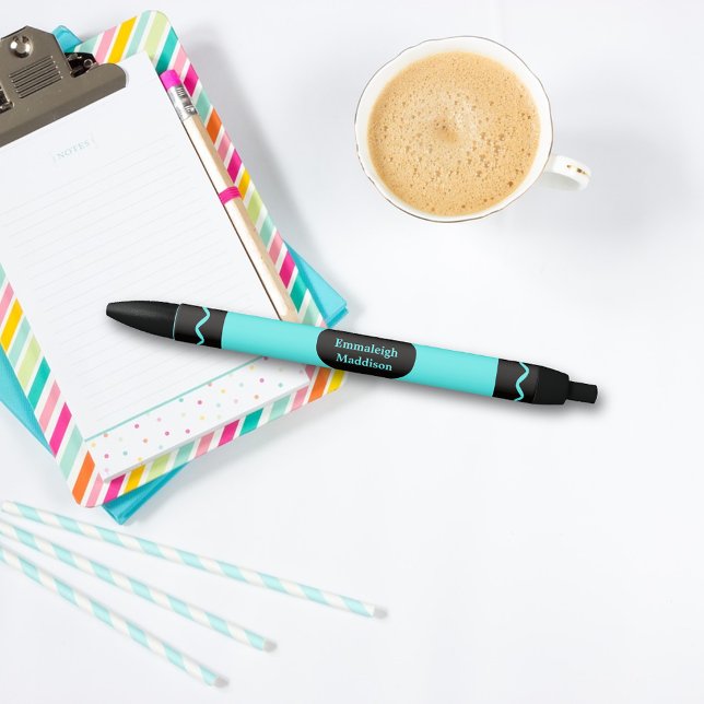 Stylo Noir Monogramme d'enveloppement couleur turquoise Crayo (Créateur téléchargé)