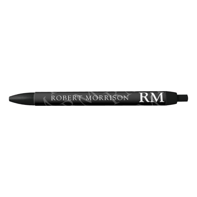 Stylo Noir Monogramme Élégant Pour Lui Masculin (Devant)