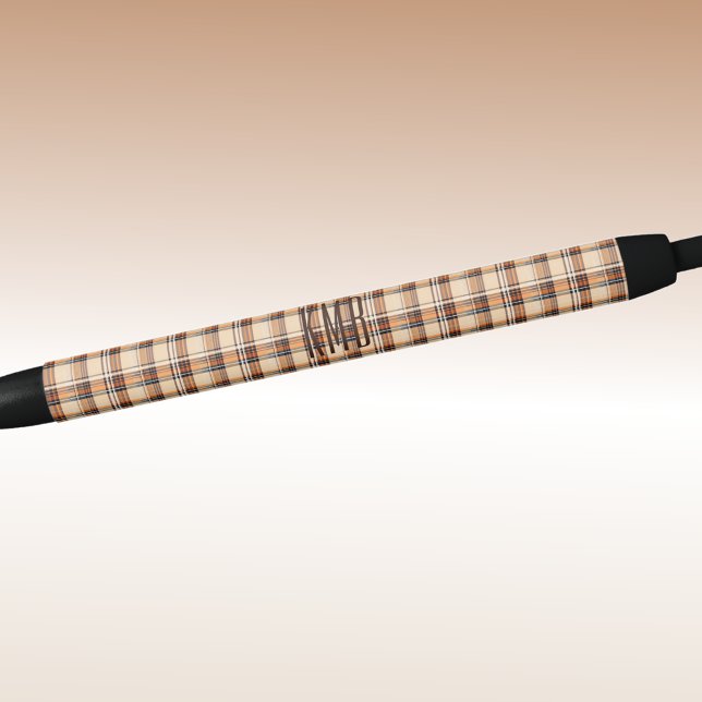 Stylo Noir Monogramme | Encre Motif Plaid Automne-Automne (Créateur téléchargé)
