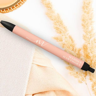 Stylo Noir Monogramme fillette Script Calligraphie Coral Blus