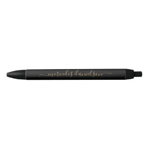 Stylo Noir Monogramme floral chic noir et or