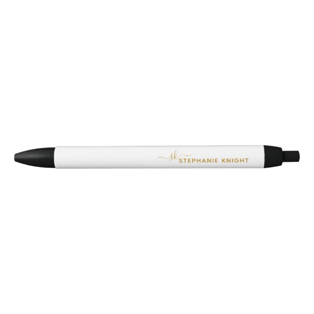 Stylo Noir Monogramme Moderne Or Écriture Calligraphique Pers (Devant)