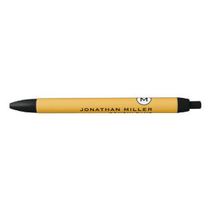 Stylo Noir Monogramme moderne tendance moutarde jaune