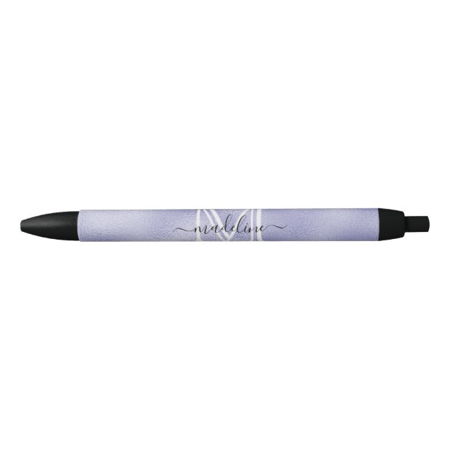 Stylo Noir Monogramme moderne violet à huile violette (Devant)