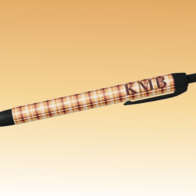 Stylo Noir Monogramme | Motif carreauté automne-hiver à l'enc (Créateur téléchargé)