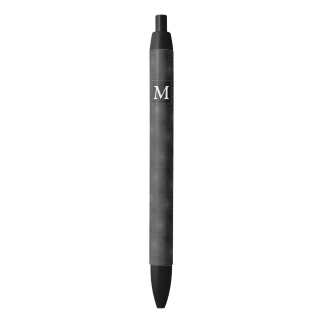 Stylo Noir Monogramme motif des cercles de charbon (devant Vertical)