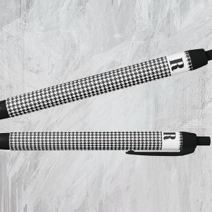 Stylo Noir Monogramme Motif Tréssé Noir Blanc Encre