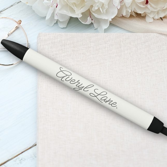 Stylo Noir Monogramme Neutre Moderne Minimaliste Élégant Scri (Créateur téléchargé)