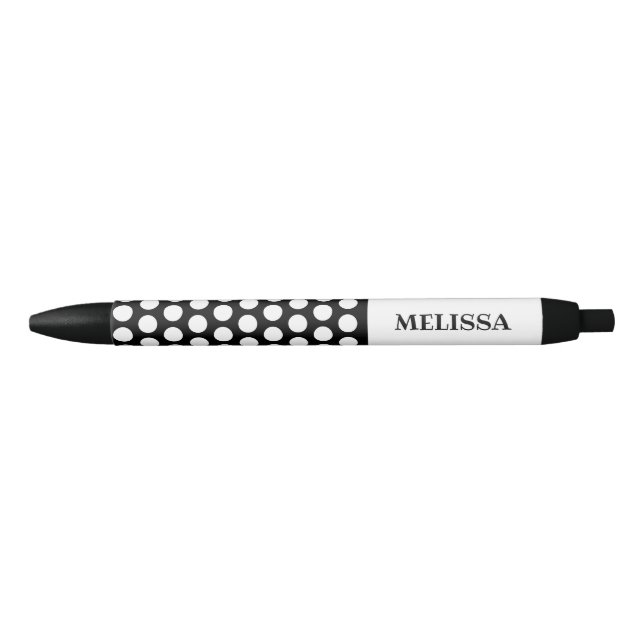 Stylo Noir Monogramme noir blanc de Pois (Devant)