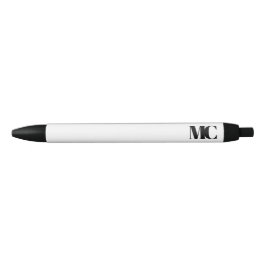 Stylo Noir Monogramme noir blanc Élégant Moderne