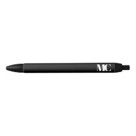 Stylo Noir Monogramme noir blanc Monogramme Élégant moderne